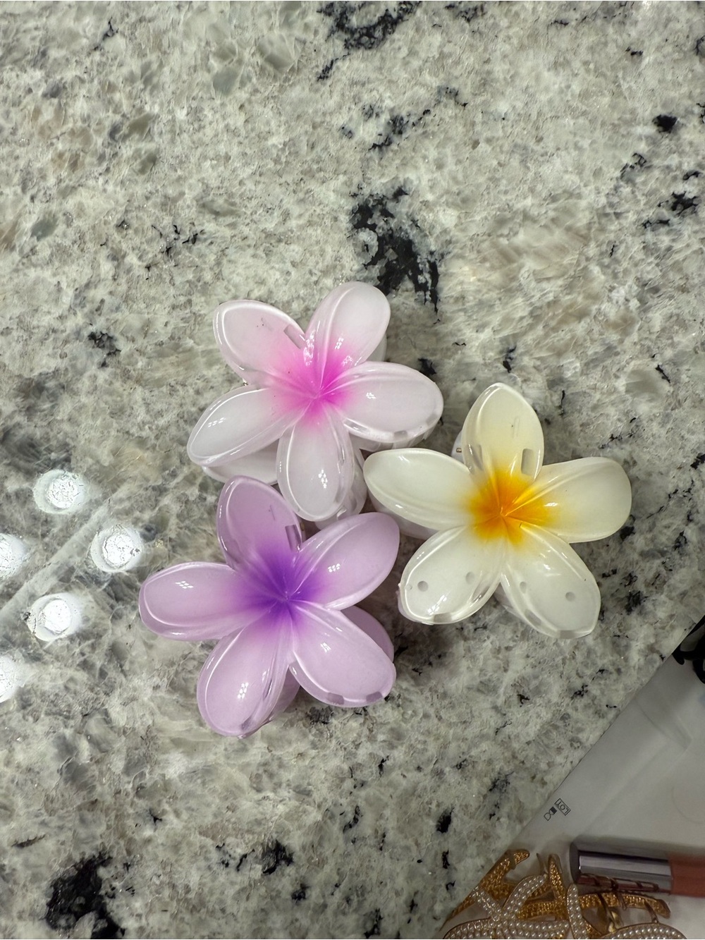 Set of 3 Floral Hair Clips - Pink, Purple & Yellow Ombre